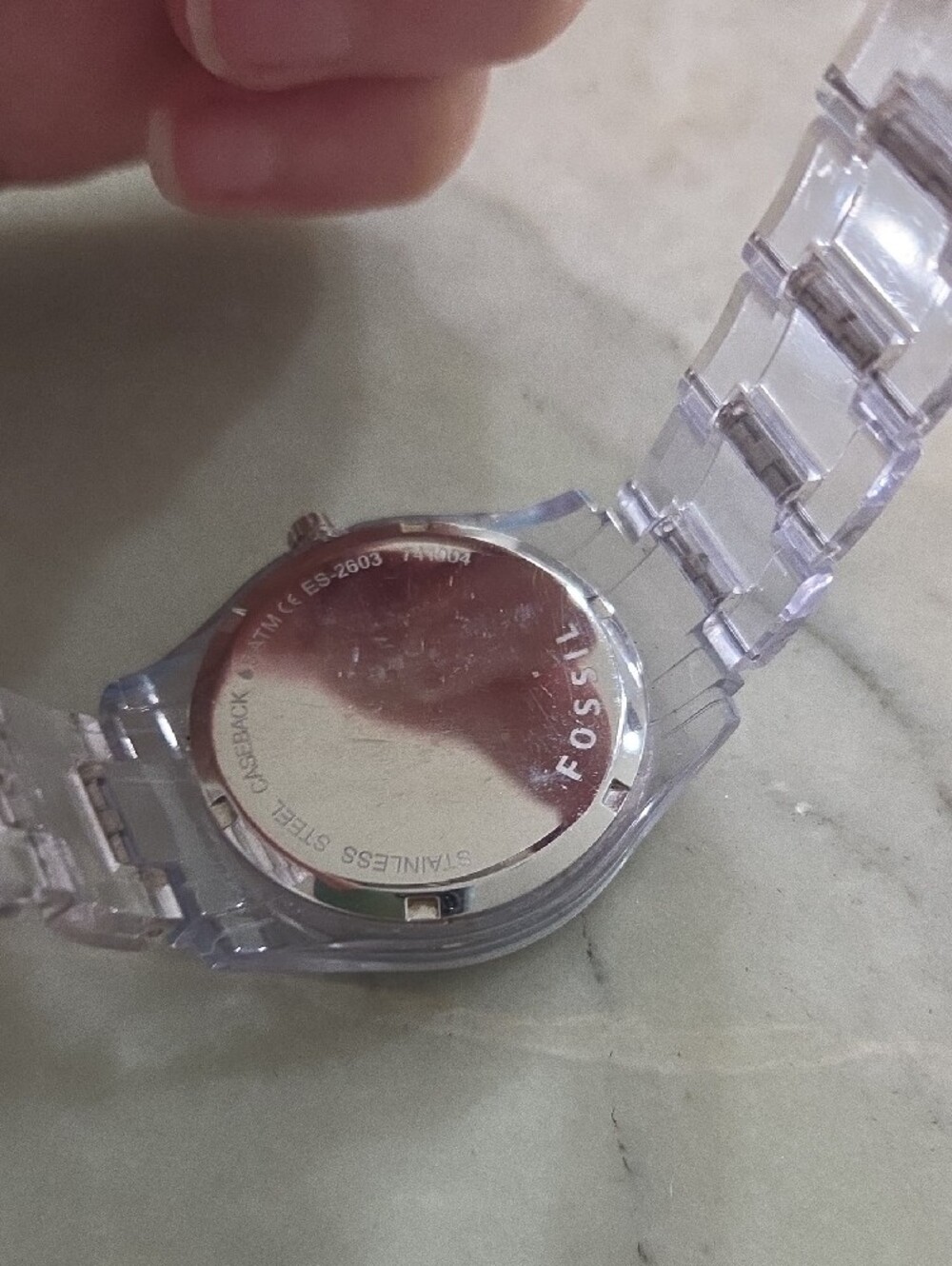 Fossil Clear Bracelet Watch with Turquoise Dial and Crystal Bezel - Picture 2 of 4